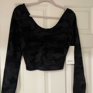 Lululemon Align LS Cropped black Camo NWT